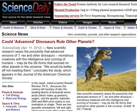 Química, dinosaurios alienígenas y noticias basura