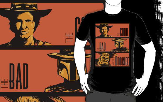 ‘The Good, The Bad, and the Wookiee’-Una camiseta que todo friki-cinéfago amante de los Spaghetti-westerns y de Star Wars quisiera tener-