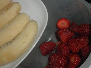 Pudin de plátano y fresas