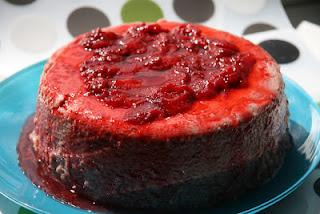 Pudin de plátano y fresas