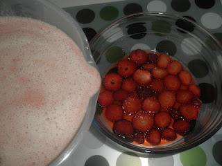 Pudin de plátano y fresas