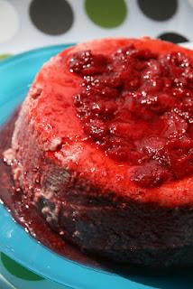 Pudin de plátano y fresas