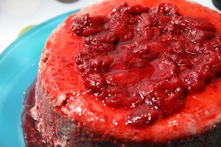 Pudin de plátano y fresas