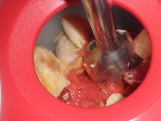 Pudin de plátano y fresas