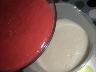 Pudin de plátano y fresas