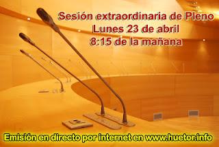 Pleno extraordinario el lunes 23 de abril a las 8:15 horas