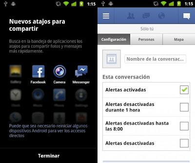 Facebook para Android se actualiza con Facebook Messenger y acceso directo para compartir fotos