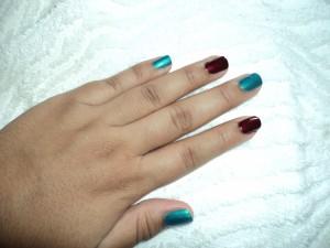 Look de uñas: Aqua y Rojo