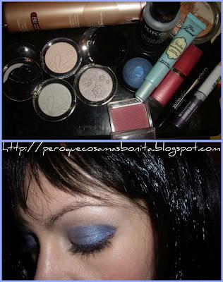 Maquillaje en azules y morados