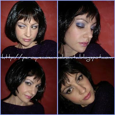 Maquillaje en azules y morados