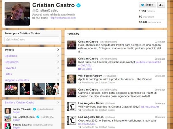 ALERTA: ¿Qué le pasó a Cristian Castro en Twitter?