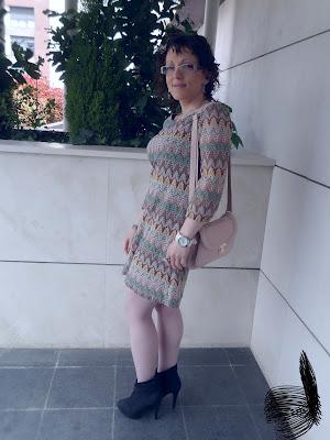 VESTIDO TRICOT CON ESTAMPADO ZIG-ZAG