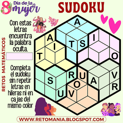 Desafíos matemáticos, Retos matemáticos, Problemas matemáticos, Retos visuales, Juegos visuales, Retos mentales, Retos virales, Juegos mentales, Día de la Mujer, Día Internacional de la Mujer, Juegos de letras, Sudoku, Sudoku 3D