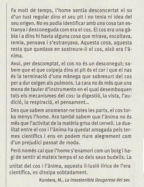 RELACIÓ MENT COS, SEGONS KUNDERA