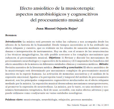Efecto ansiolítico de la musicoterapia - Juan Orjuela
