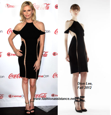 Charlize Theron muestra su lado más sexi con un little black dress de Dion Lee