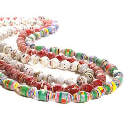 Collar de cuentas de papel de revista Cuentas de papel de revista reciclado
