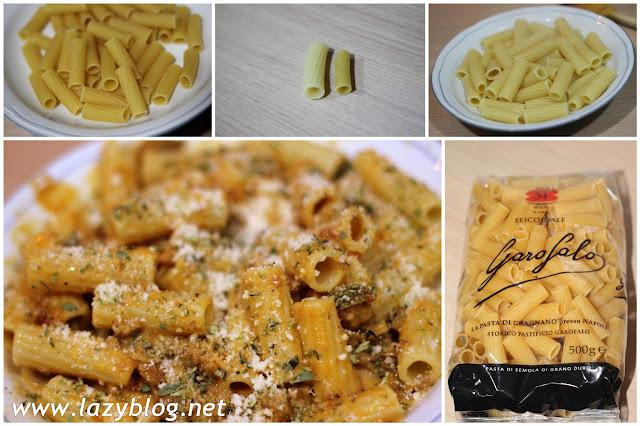 Helicoidales con carne picada y berenjenas. Receta de pasta