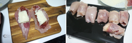 Filetes de pollo rellenos en freidora de aire