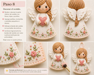😇Moldes de angelito tierno en Fieltro ❤️  Tutorial