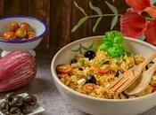 Ensalada tibia pasta berenjena
