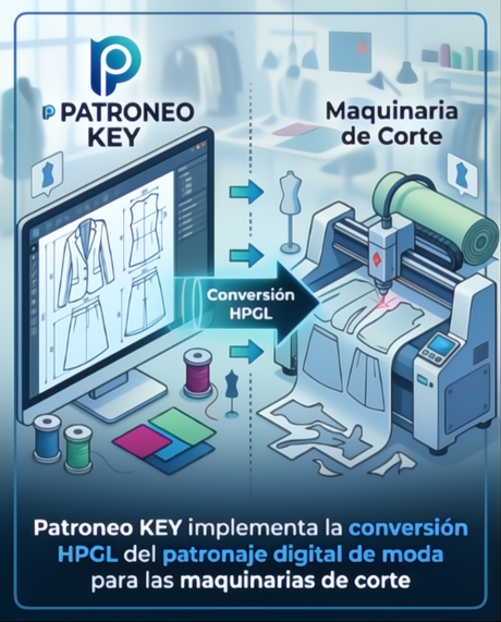 Patroneo KEY implementa la conversión HPGL del patronaje digital de moda para las maquinarias de corte