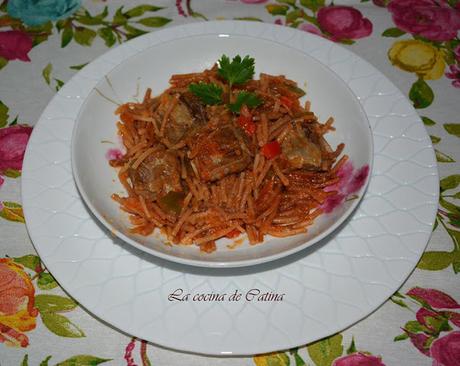 Fideos con costilla