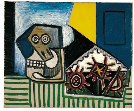 Picasso, lo sagrado y lo profano Pablo Picasso, Naturaleza muerta con cráneo y tres erizos, 1947