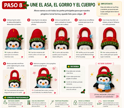 🐧🎄❤️Moldes y tutorial gratis de tierno pingüino navideño en fieltro para decorar 🐧🎄❤️👇 🐧🎄❤️Moldes y tutorial gratis de tierno pingüino navideño en fieltro para decorar 🐧🎄❤️👇