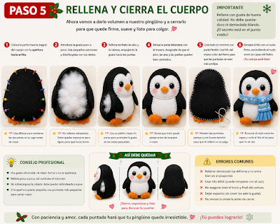 🐧🎄❤️Moldes y tutorial gratis de tierno pingüino navideño en fieltro para decorar 🐧🎄❤️👇 🐧🎄❤️Moldes y tutorial gratis de tierno pingüino navideño en fieltro para decorar 🐧🎄❤️👇