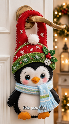 🐧🎄❤️Moldes y tutorial gratis de tierno pingüino navideño en  fieltro para decorar 🐧🎄❤️👇