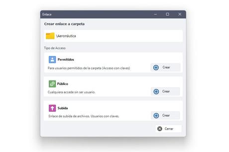 Imagen de ventana de enlaces a carpeta Dataprius.