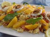 Ensalada cuscús, queso cabra nectarinas