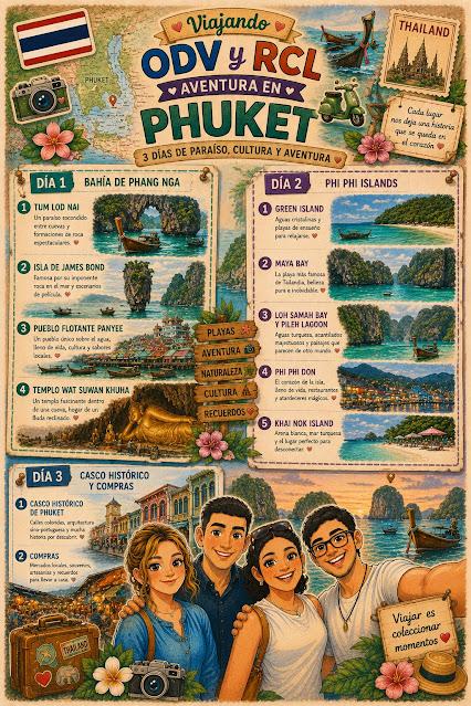 Mapa de la ruta de Phuket y islas Phi Phi en 3 dias