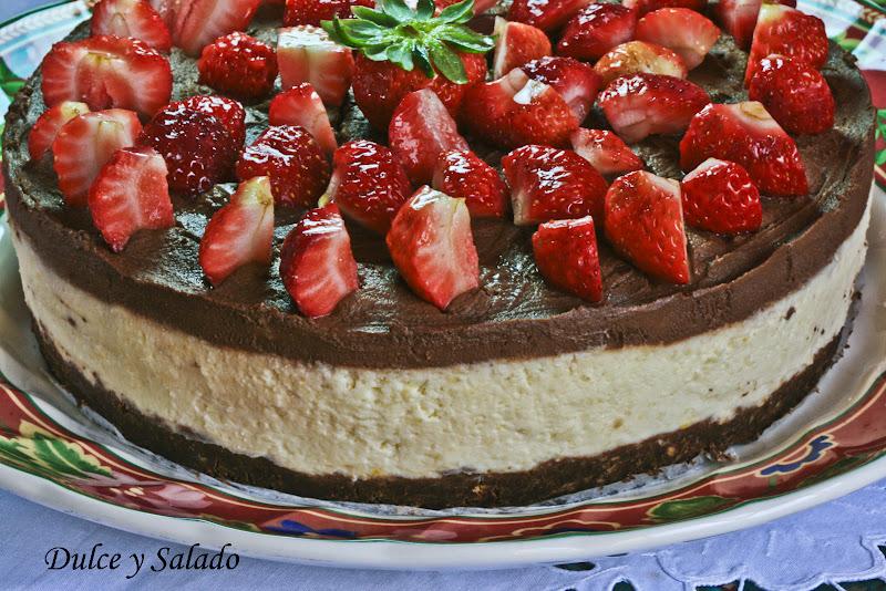 TARTA DE FRESONES CON MASCARPONE Y CREMA DE TRUFA