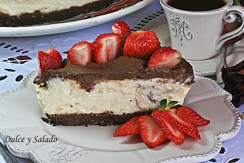 TARTA DE FRESONES CON MASCARPONE Y CREMA DE TRUFA