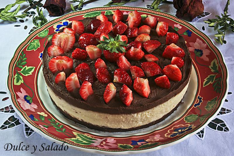 TARTA DE FRESONES CON MASCARPONE Y CREMA DE TRUFA