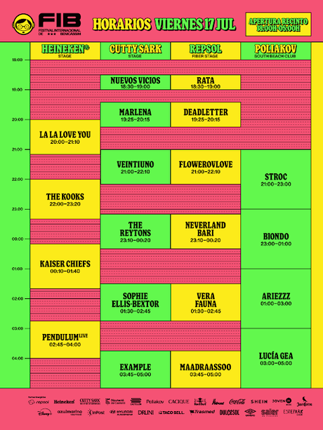 Horarios del FIB 2026 en Benicassim en el mes de julio Horarios del FIB 2026 en Benicassim en el mes de julio