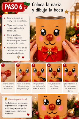 🦌🎅Moldes y tutorial de hermoso renito navideño Reciclando latas q🎄🎅