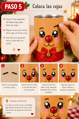 🦌🎅Moldes y tutorial de hermoso renito navideño Reciclando latas q🎄🎅