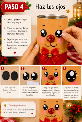 🦌🎅Moldes y tutorial de hermoso renito navideño Reciclando latas q🎄🎅