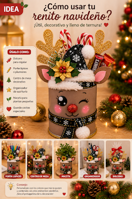 🦌🎅Moldes y tutorial de hermoso renito navideño Reciclando latas q🎄🎅