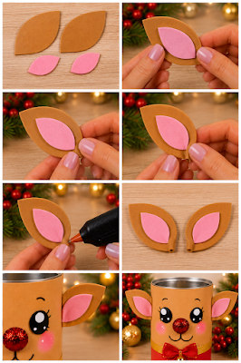 🦌🎅Moldes y tutorial de hermoso renito navideño Reciclando latas q🎄🎅