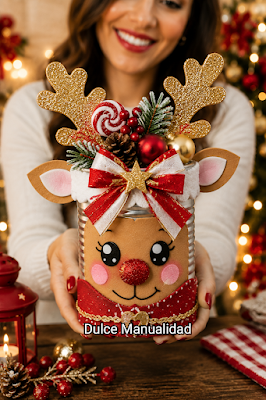 🦌🎅Moldes y tutorial de hermoso renito navideño Reciclando latas q🎄🎅