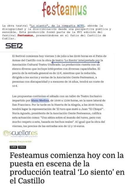 ACTU, CUELLAR, Espectáculo SIENTO