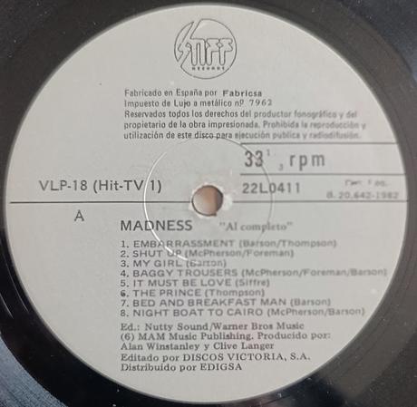 Madness - Al Completo (Complete Madness) Lp 1982
