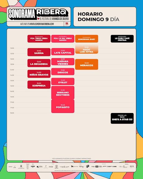 Horarios Sonorama Ribera 2026 Horarios Sonorama Ribera 2026