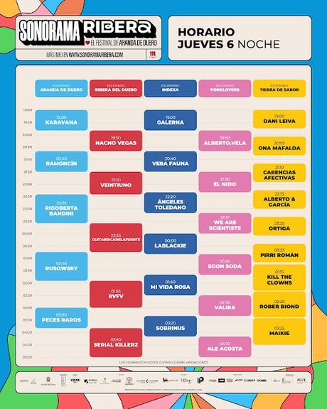 Horarios Sonorama Ribera 2026 Horarios Sonorama Ribera 2026