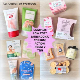Compras variadas low cost en Mercadona, Consum, Action, Tedi, Druni y Primark nuevo post new blog de belleza beautyblogger microinfluencer belleza beauty higiene velas candles