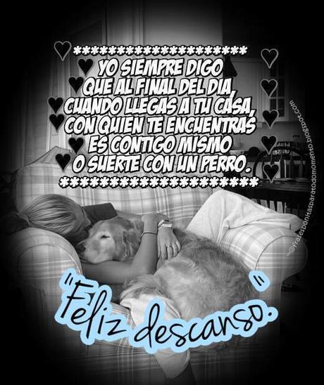 Yo siempre digo que al final del día, cuando llegas a tu casa, con quien te encuentras es contigo mismo o suerte con un perro. -Serie de Netflix: Smile. Feliz descanso.